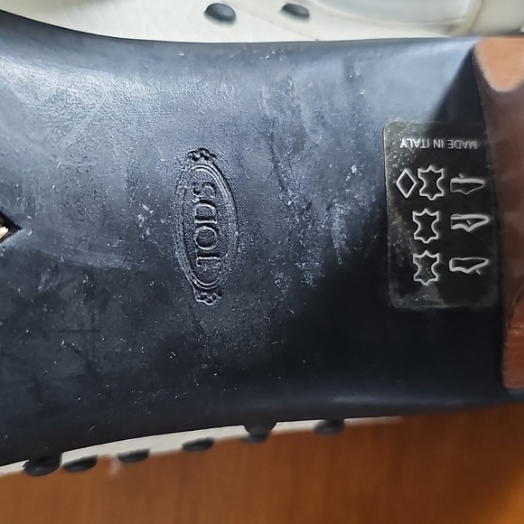 Tod's White Pebble Leather Open Toe Slide Heel Mule Sandals Size 8.5 - Picture 9 of 10